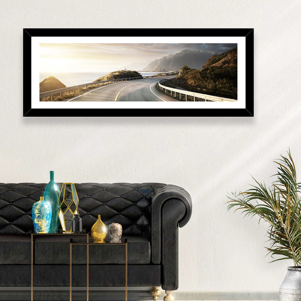 Golden Sunrise Coastal Road Wall Art