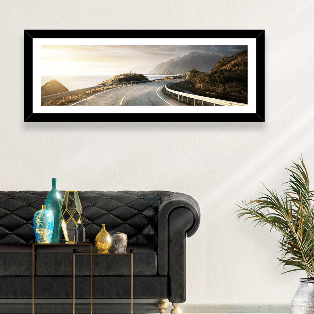 Golden Sunrise Coastal Road Wall Art