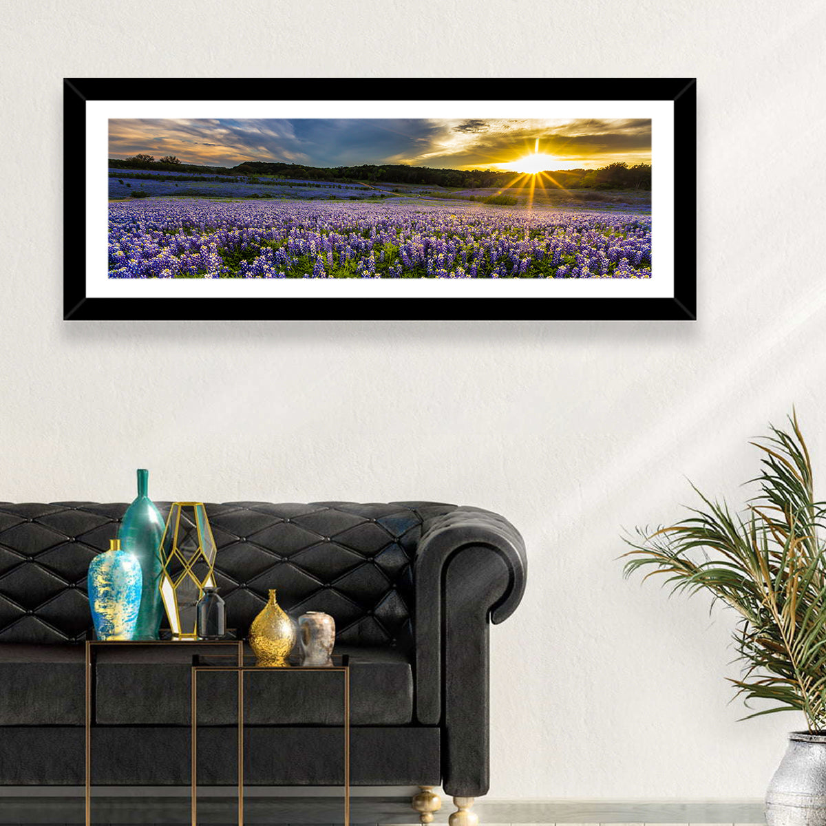 Texas Bluebonnet Field at Sunset Wall Art