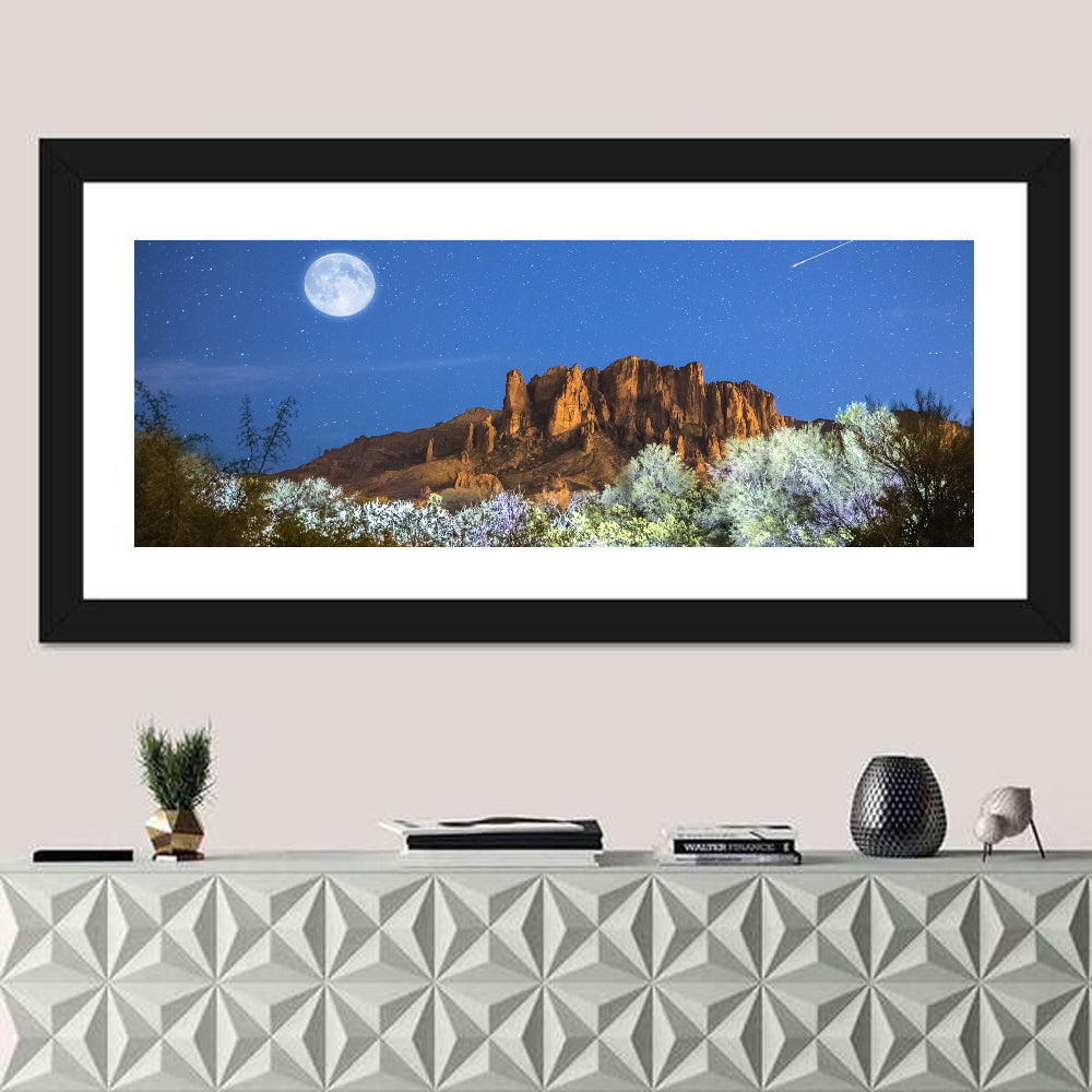 Moonlit Superstition Mountains Arizona Wall Art