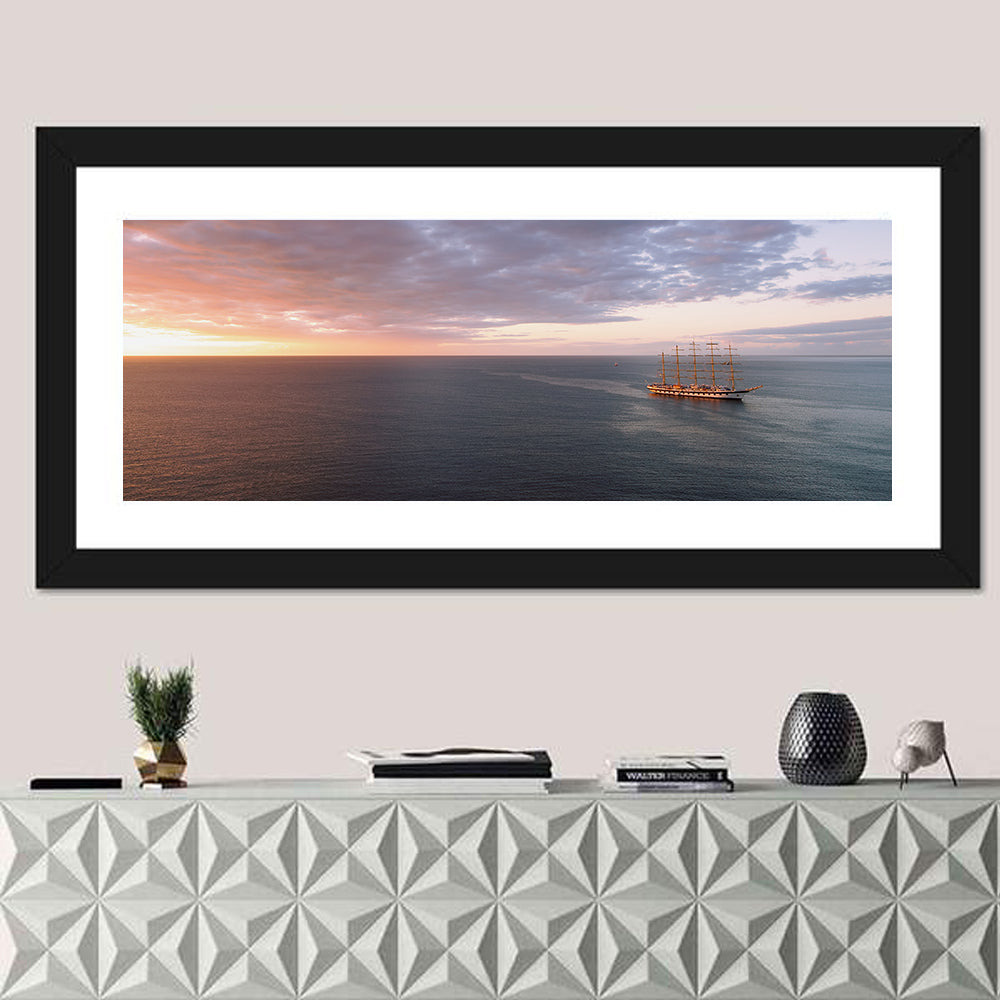 Sunlit Tall Ship at Sea Wall Art