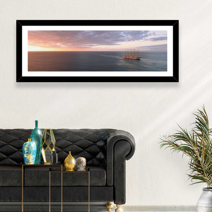 Sunlit Tall Ship at Sea Wall Art