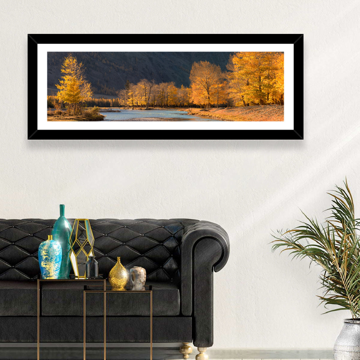 Autumn River Through Golden Forest Wall Art
