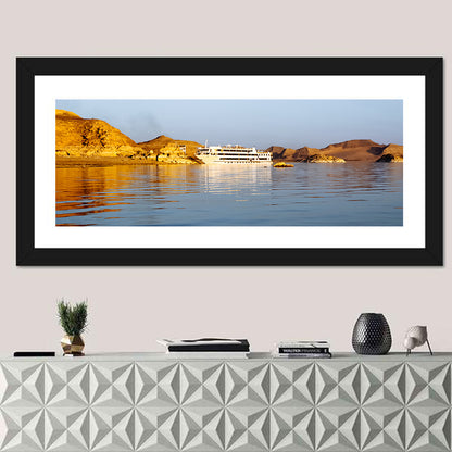 Lake Nasser Cruise Ship at Golden Hour Wall Art