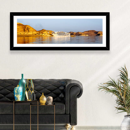 Lake Nasser Cruise Ship at Golden Hour Wall Art