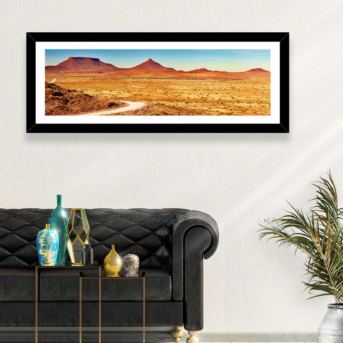 Damaraland Desert Landscape Wall Art in a room, panoramic