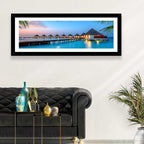 Overwater Bungalows at Twilight Wall Art