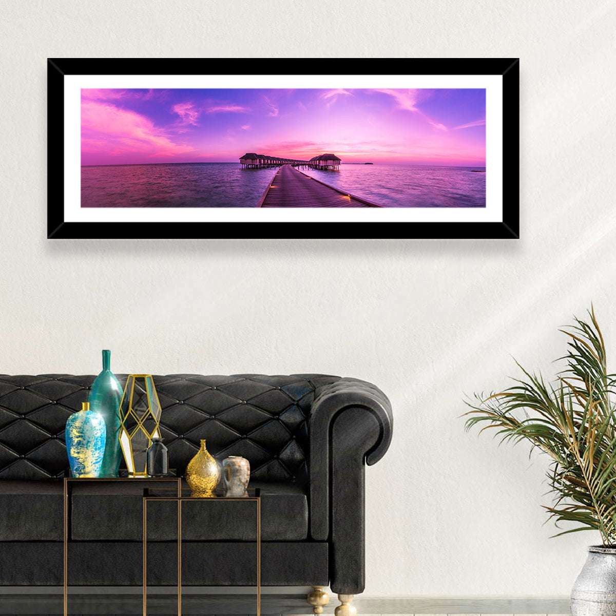Sunset Pier Overwater Bungalows Wall Art