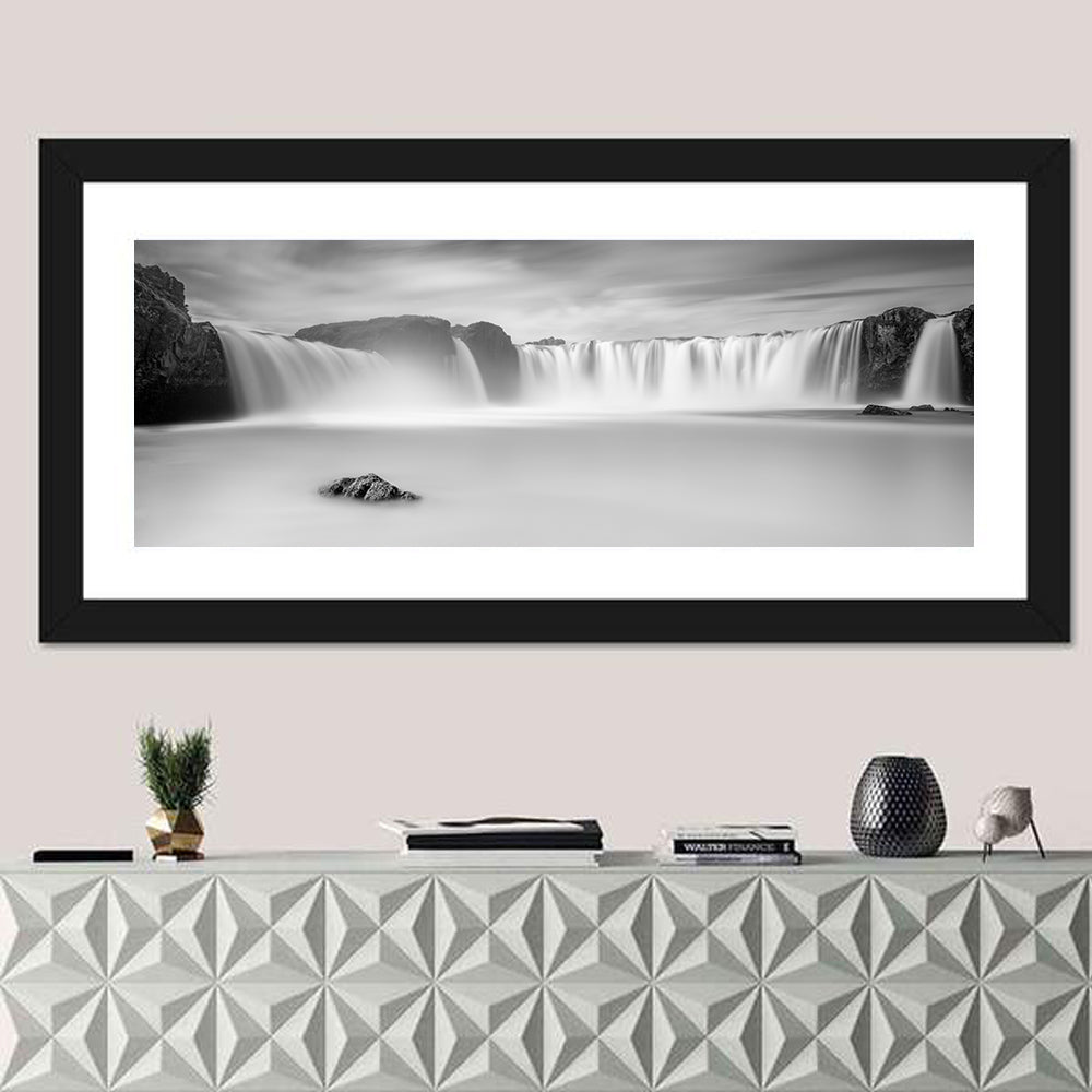 Goðafoss, Mývatn Iceland Wall Art in a room, panoramic