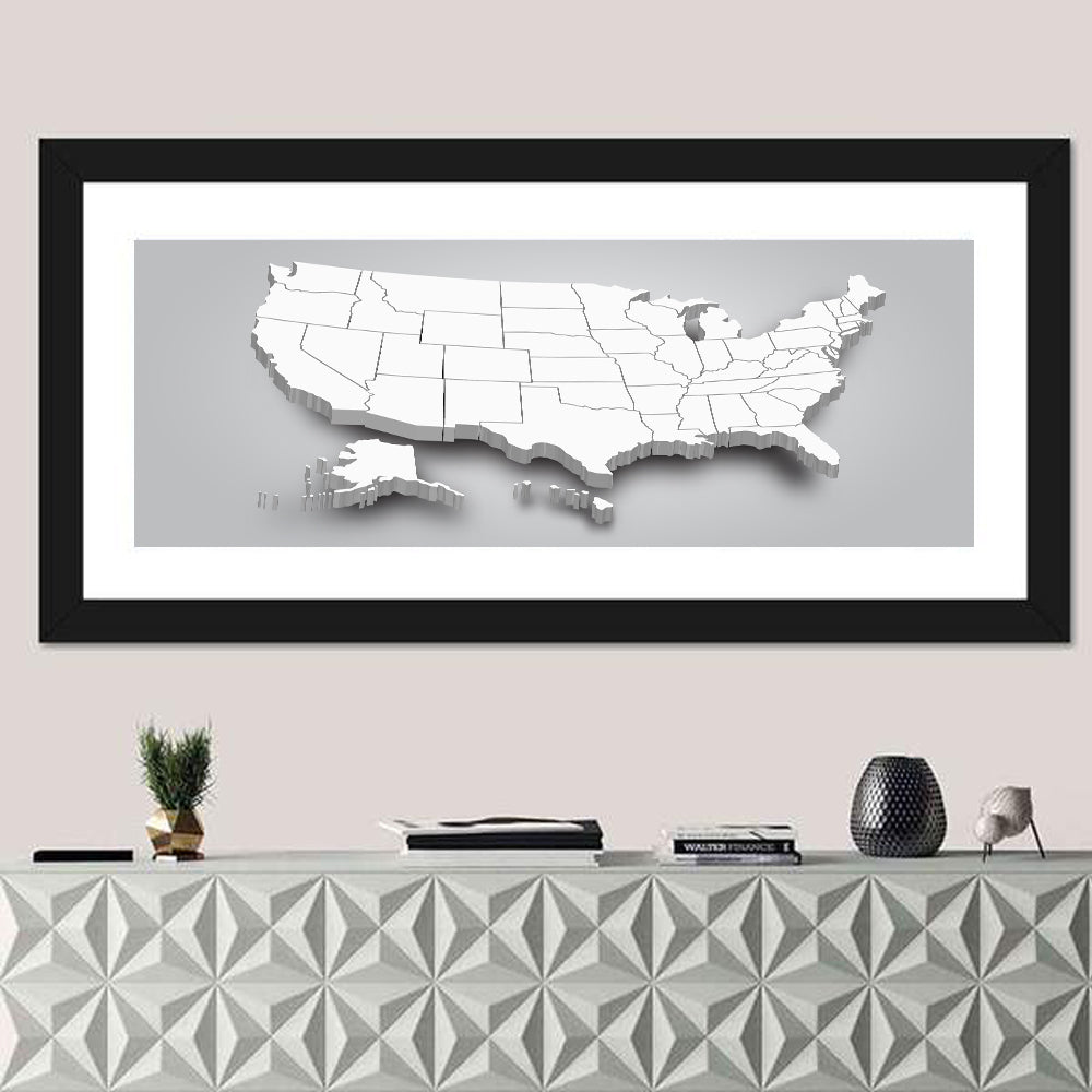 3d USA Map with Alaska and Hawaii Wall Art