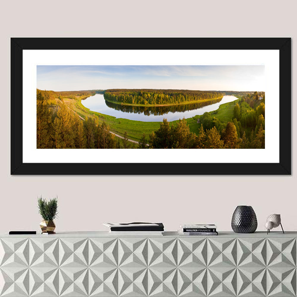 Daugava River Wall Art in a room, panoramic