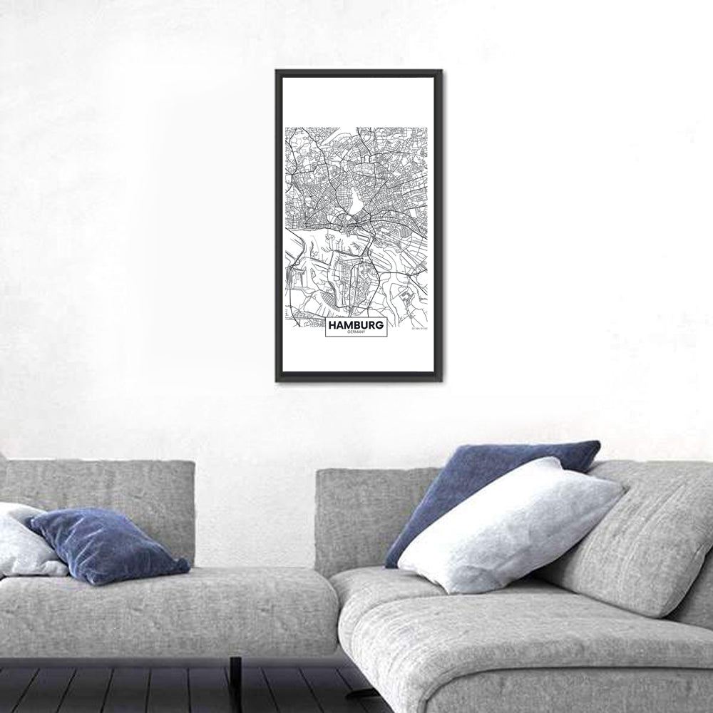 Hamburg City Map Wall Art