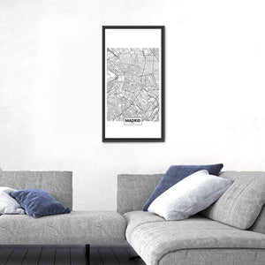 Madrid City Map Wall Art