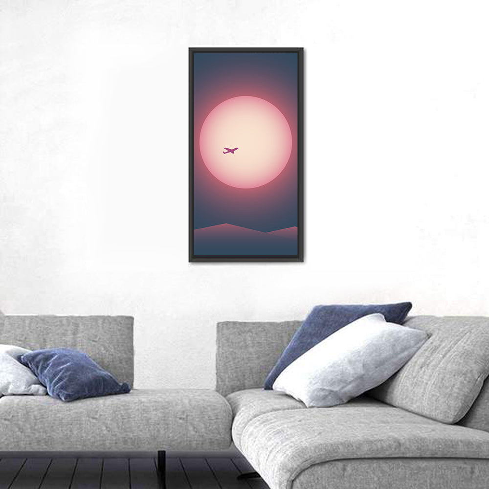 Twilight Airplane Over Mountains Wall Art