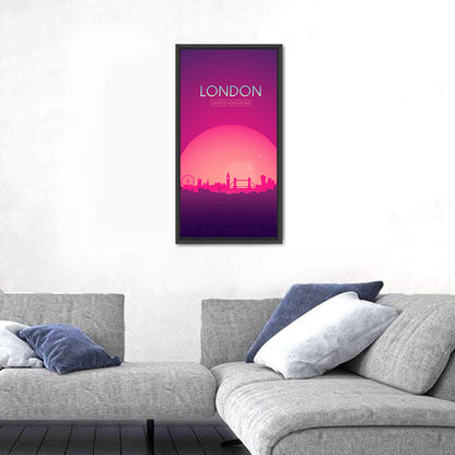 Retro London Sunset Skyline Wall Art