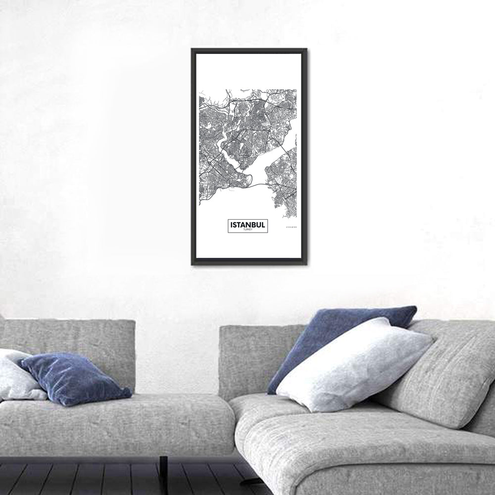 Istanbul City Map Wall Art