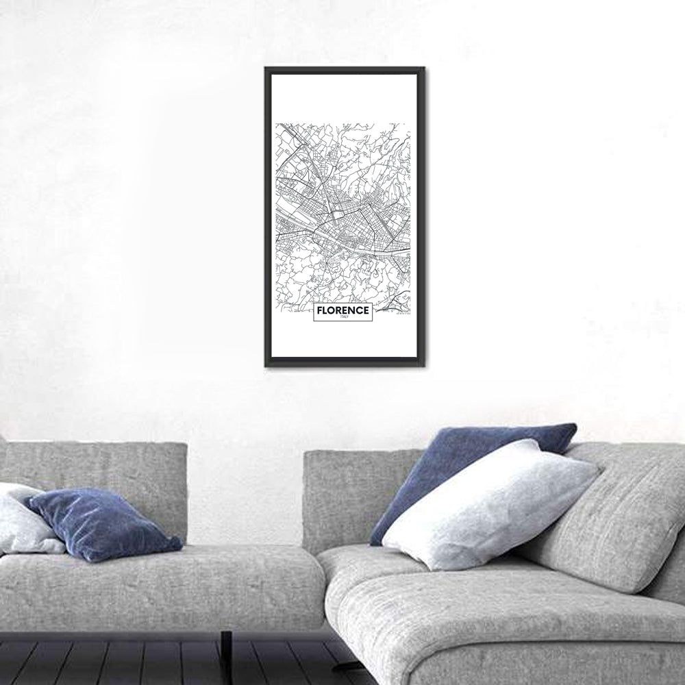 Florence Street Grid Map Wall Art