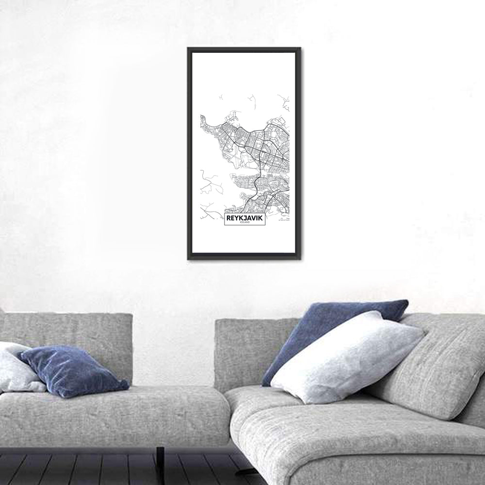 Reykjavik Aerial Map with Runway Wall Art