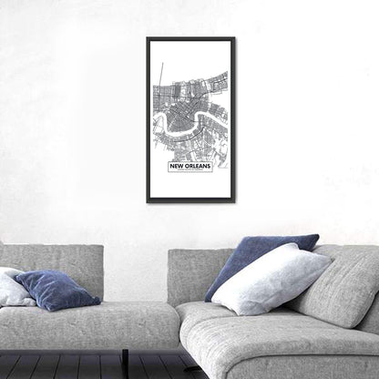 New Orleans Minimalist City Map Wall Art