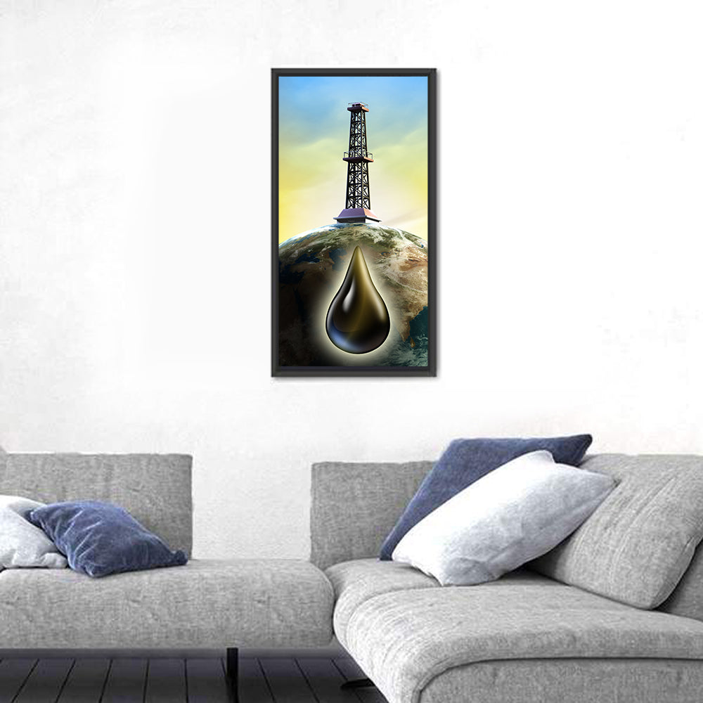 Oil Derrick with Glowing Drop Wall Art