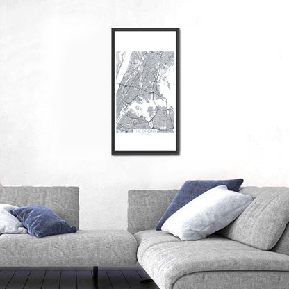 Bronx Black and White Map Wall Art