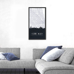 Chicago City Map Wall Art