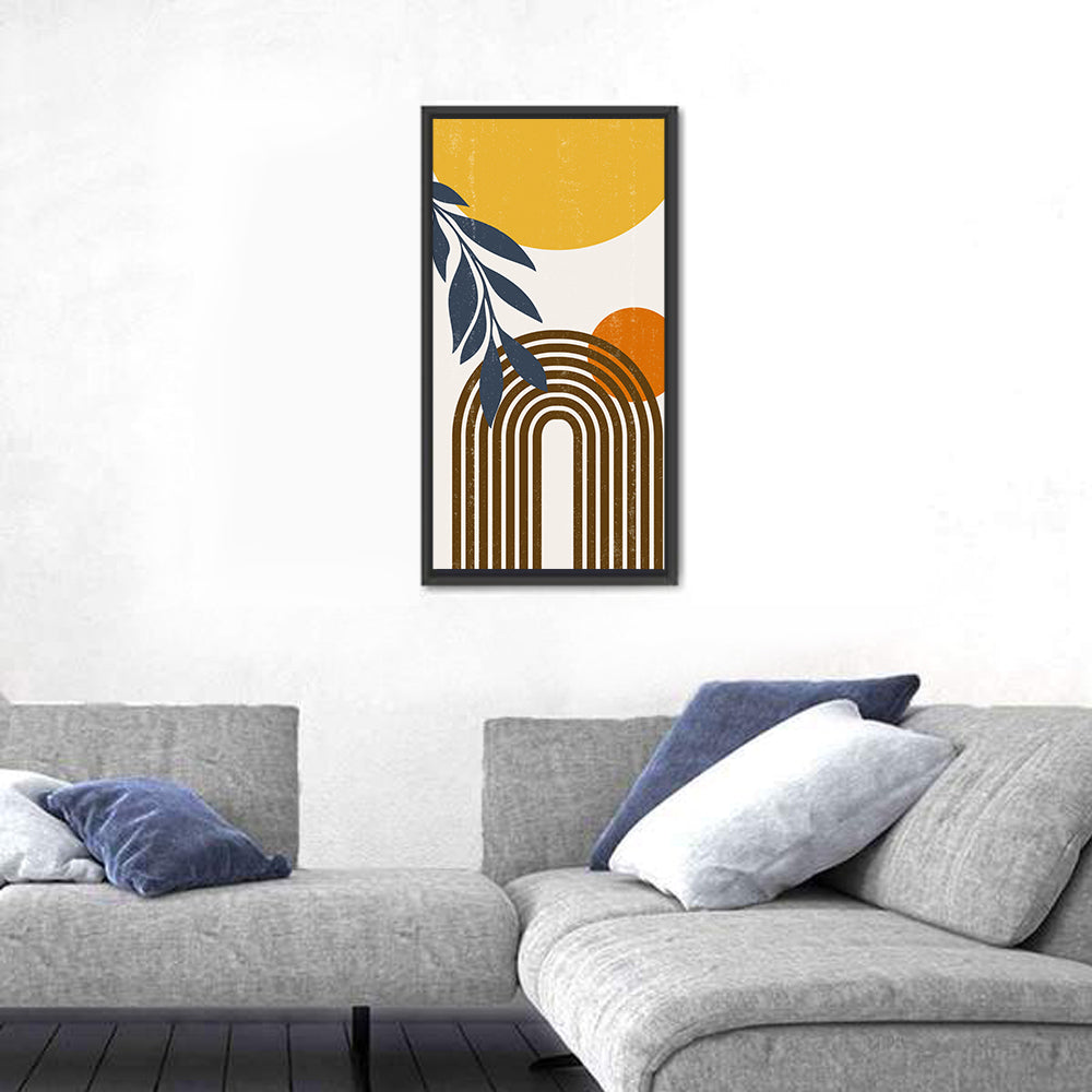 Boho Sun and Moon with Leaves Wall Art