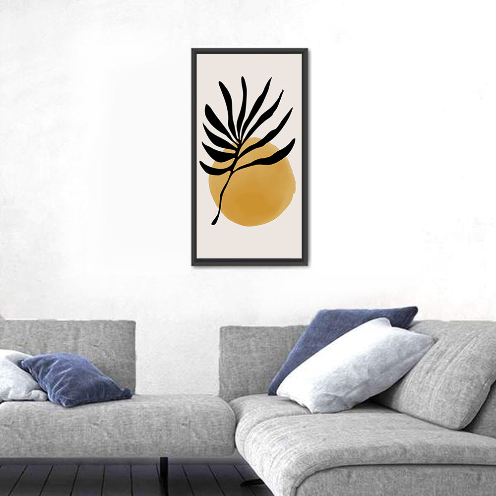 Mustard Sun with Dark Leaf Wall Art