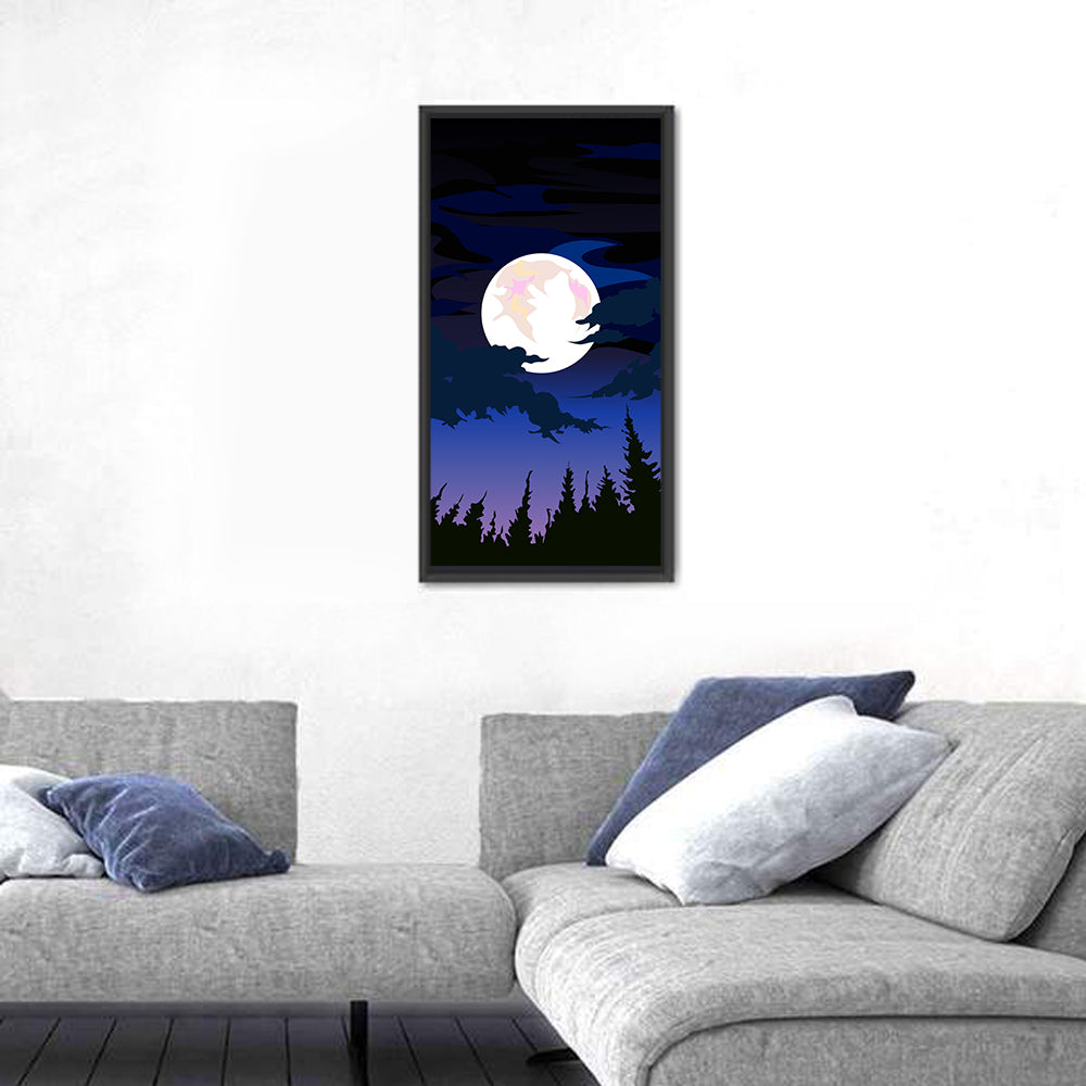 Dark Moon Over Forest Wall Art