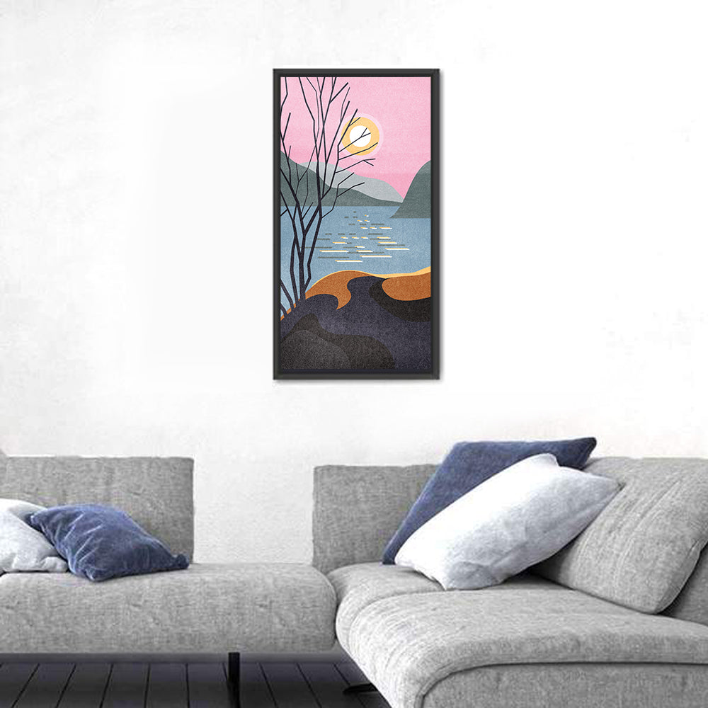 Sunset Reflection Minimalist Landscape Wall Art