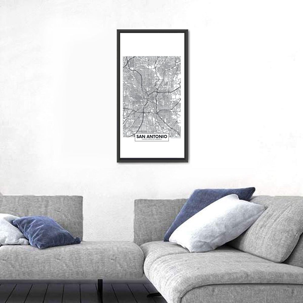 San Antonio Minimalist City Map Wall Art