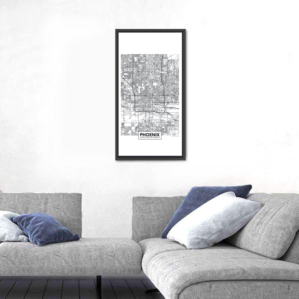 Phoenix Street Grid Map Wall Art