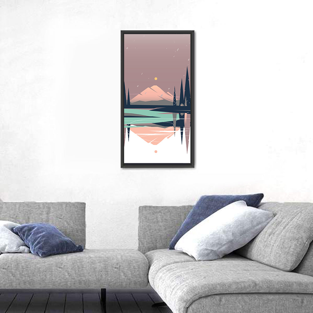 Dusk Mountain Lake Reflection Wall Art