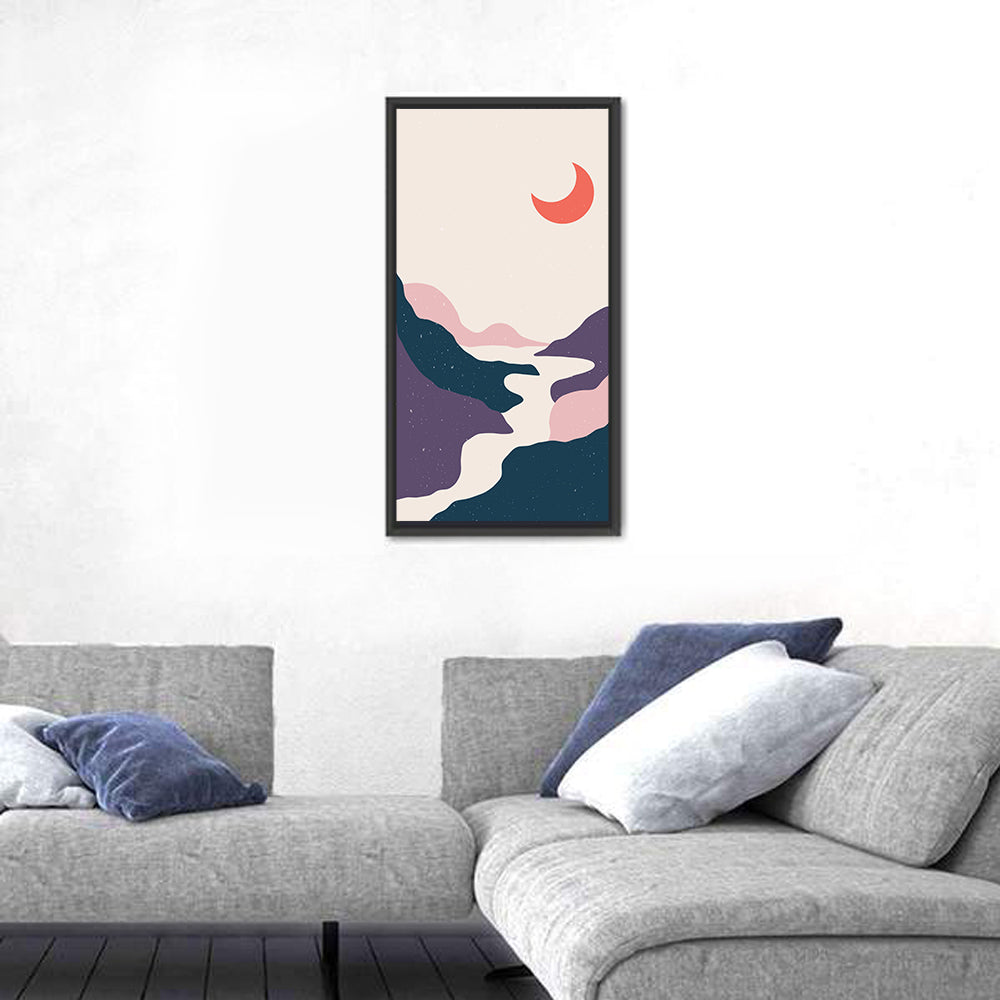 Crescent Moon Over Mountain Stream Wall Art