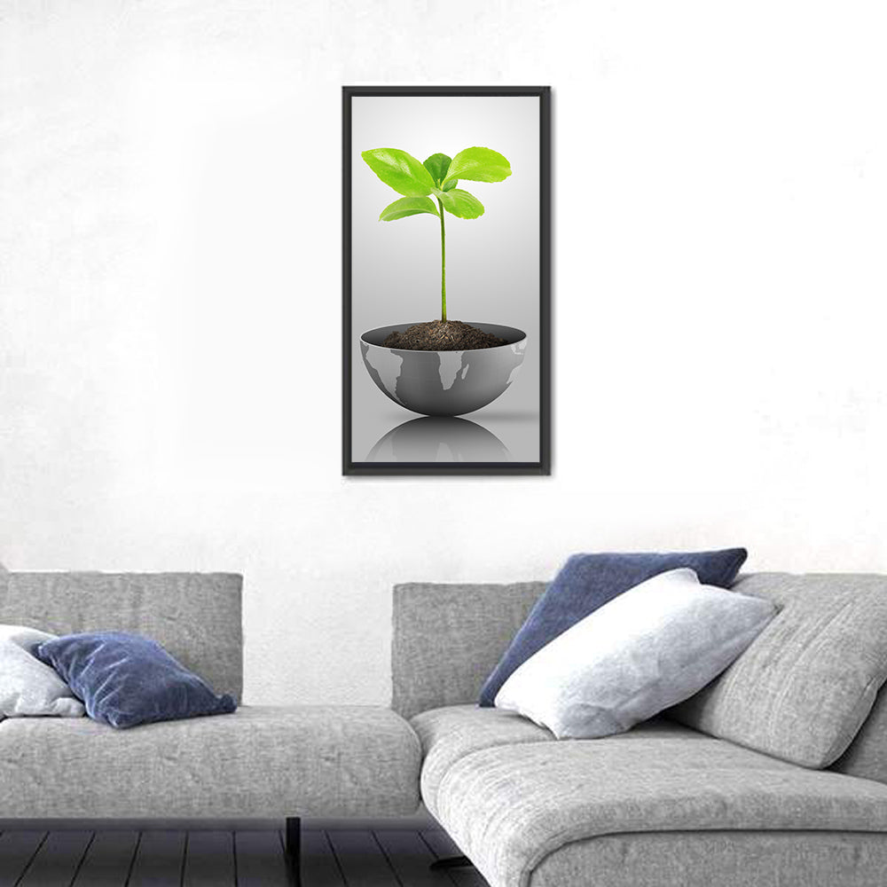 Young Plant on Globe Wall Art