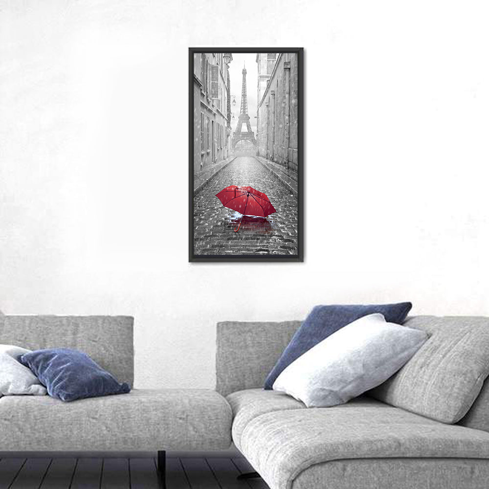 Eiffel Tower on Rainy Street Wall Art