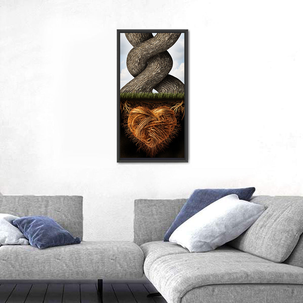 Intertwined Trees with Heart-shaped Roots Wall Art