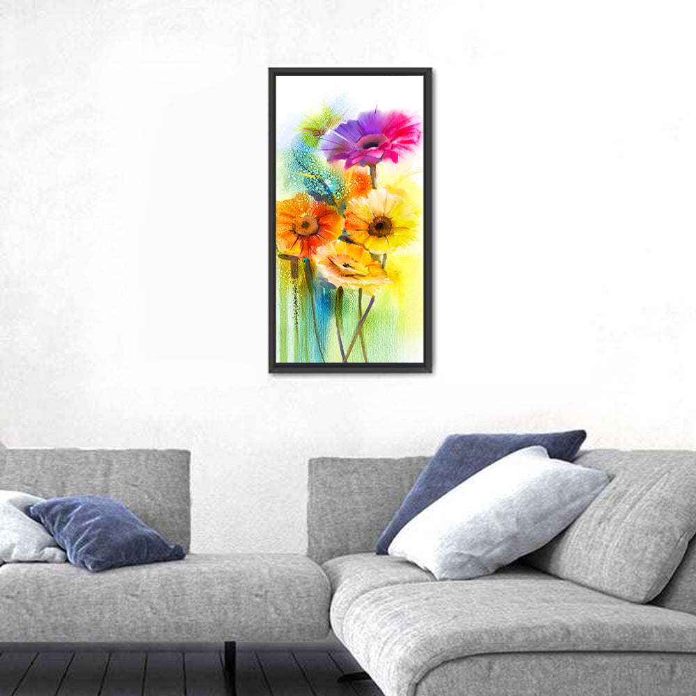Gerbera Daisy Watercolor Bouquet Wall Art