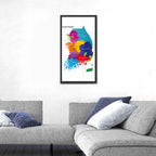 Colorful South Korea Map Wall Art