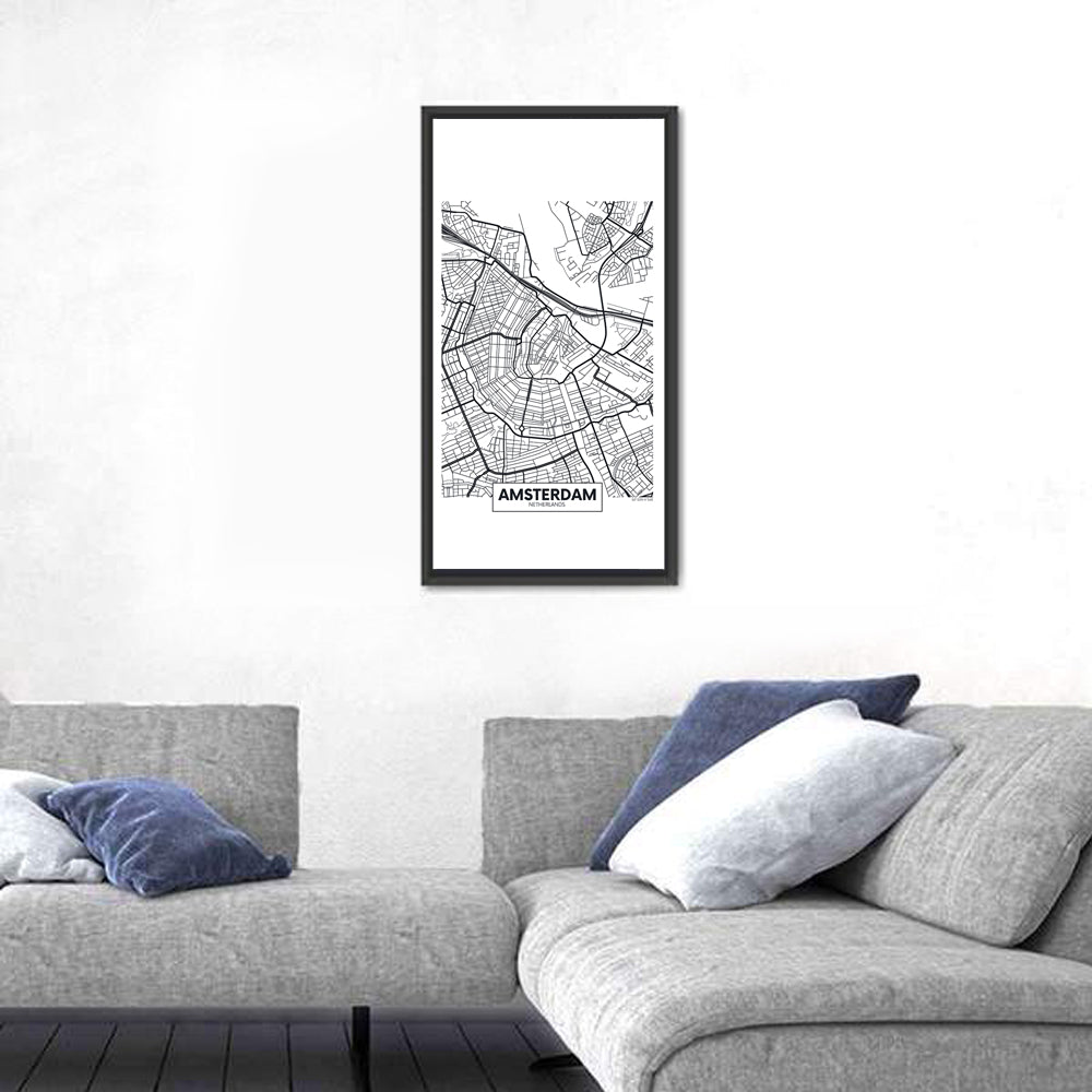 Amsterdam City Map Wall Art