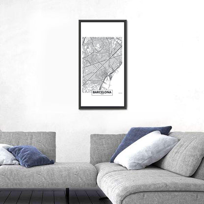 Barcelona Urban Grid Map Wall Art