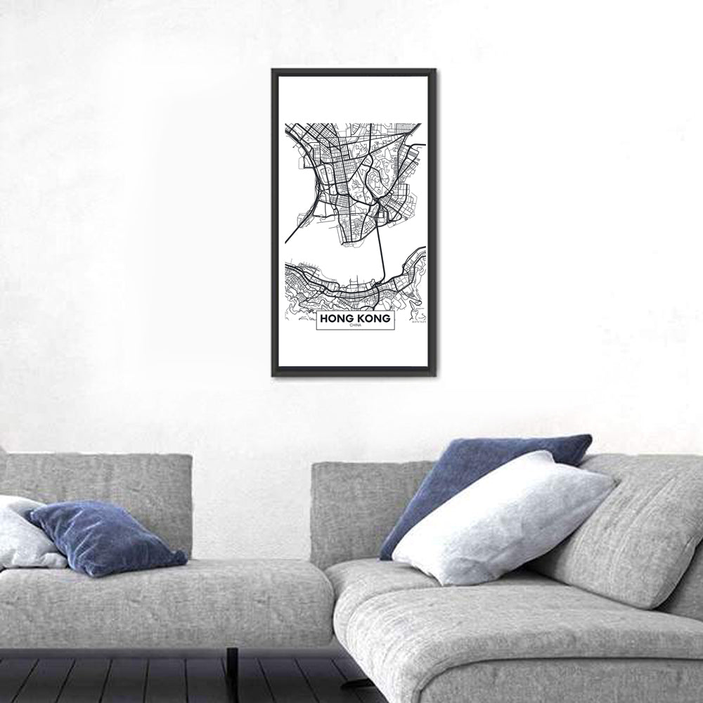 Hong Kong Aerial Map Wall Art