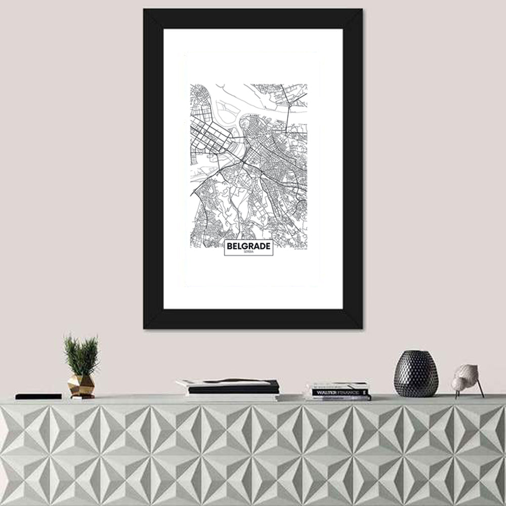Minimalist Belgrade Map Wall Art