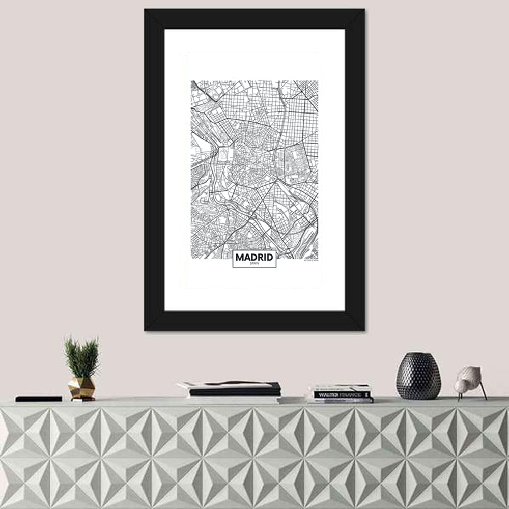 Madrid City Map Wall Art