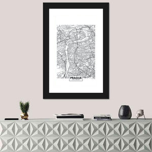 Prague City Map Wall Art