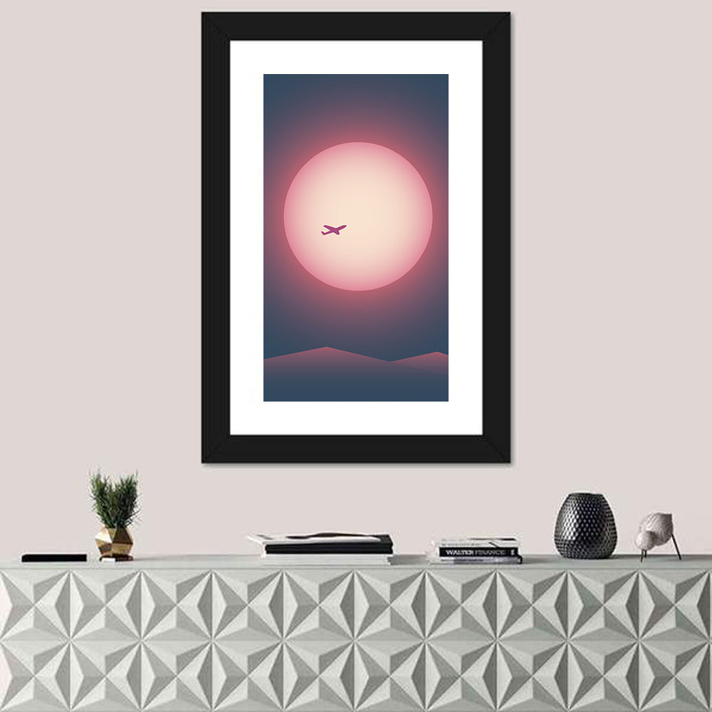 Twilight Airplane Over Mountains Wall Art