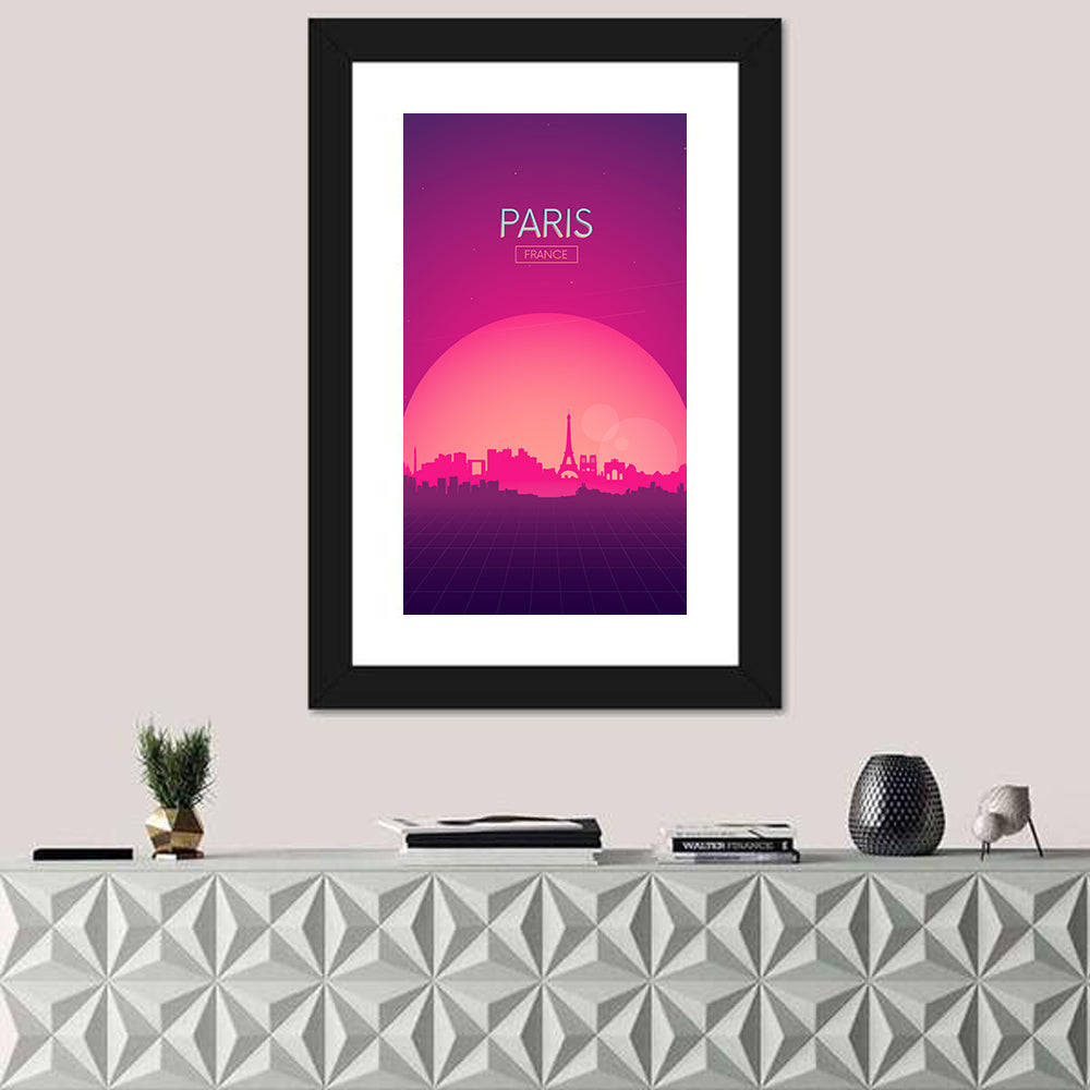 Paris Synthwave Skyline Wall Art