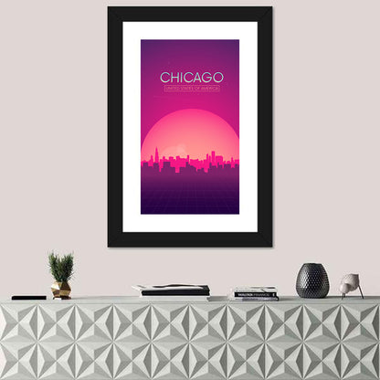 Chicago Retro Sunset Skyline Wall Art