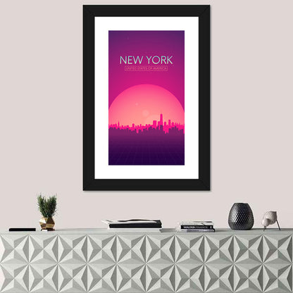 New York Retro Sunset Skyline Wall Art