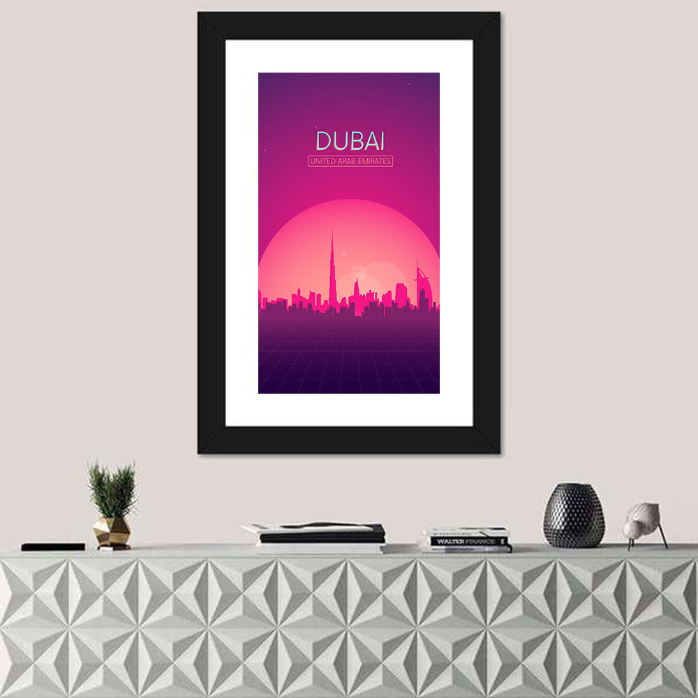 Dubai Retro Skyline Wall Art